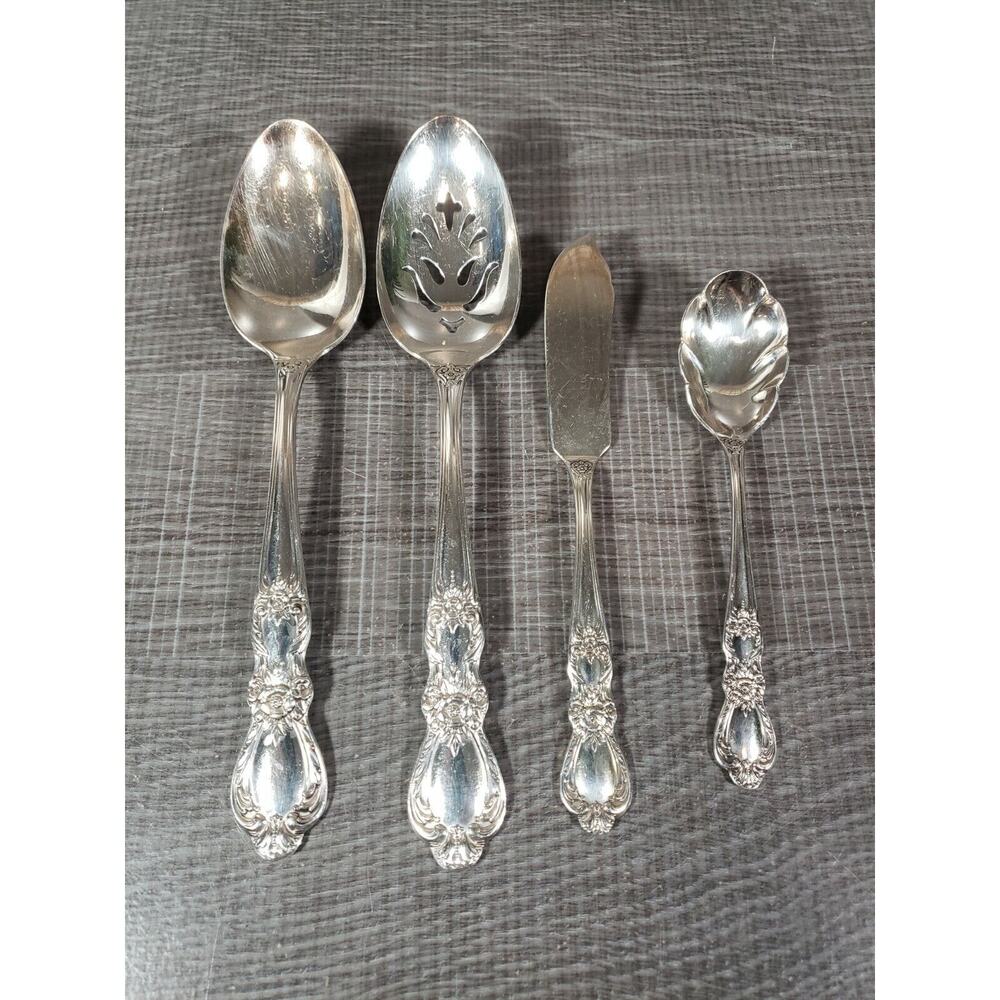 1847 Rogers Bros Heritage Lot - 2 Serving Spoons + 1 Butter Knife & Sugar Spoon